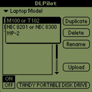 Mockup of screen with model combo box open